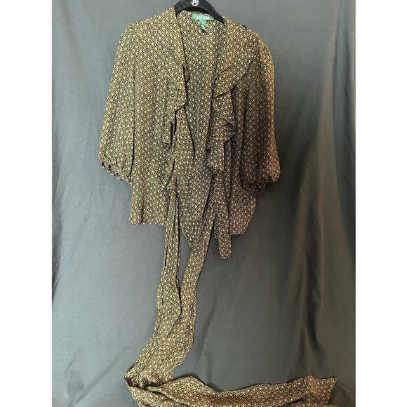Ralph Lauren Wrap Blouse/Large/Ruffle Neck/Professional/Office - Picture 1 of 8